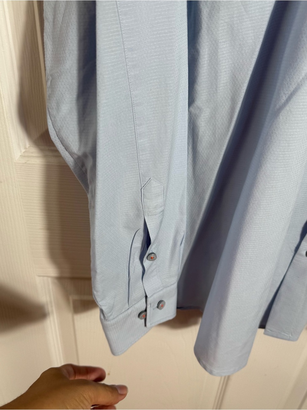 Tommy Bahama Blue Textured Button Down Shirt LG Cotton Casual - Picture 7 of 9